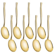 Stainless Steel Serving Spoons, Large Gold Serving Spoons for Catering, 8 Pieces