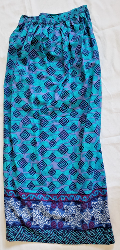 NUOVO! MAXI GONNA HAWAIANA 726 OVEST VINTAGE BLU TRIBALE VARI COLORI TAGLIA SMALL - Foto 9 di 9