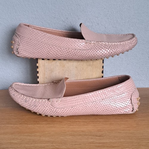 M. Gemi Damen 42 US 11 hellrosa Leder Slipper Autofahrer Halbschuhe Schlangenleder flach - Bild 4 von 12