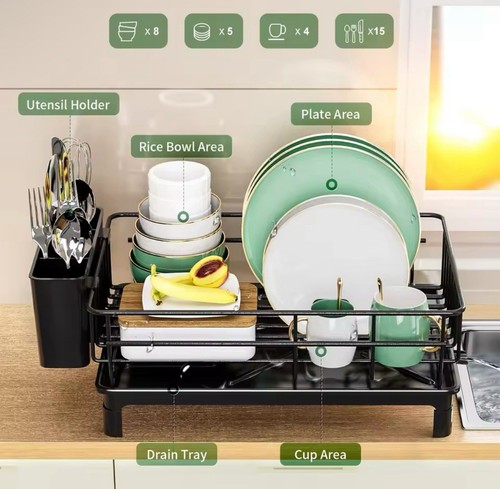 Küchenabtropfer mit Besteckhalter, Becherhalter und Tropfschale - Bild 4 von 6