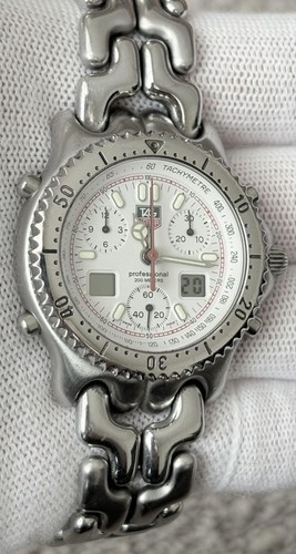 TAG Heuer CG1111 Chronograph Quartz 1.57in White Dial 6.7in Watch
