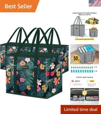Stylish Blossom Season Foldable Grocery Bags - 3-Pack for Organized Shopping