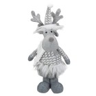 Northlight 13.75" Gray and White Standing Tabletop Moose Christmas Figure