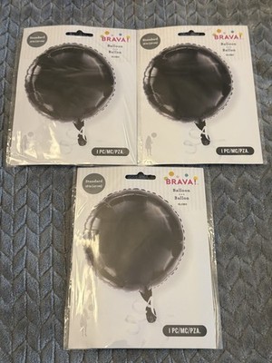 Brava Foil Balloons Black 3 Pieces Standard 16'' Globo Decorations Party