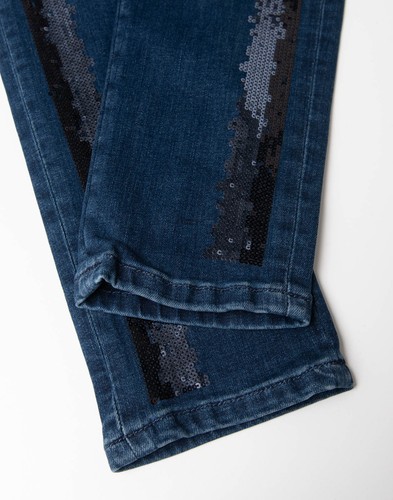 RRP €265 BLUMARINE Jeans IT42 US6 UK10 M Stretch Faded Sequin Trim Logo - Picture 8 of 11
