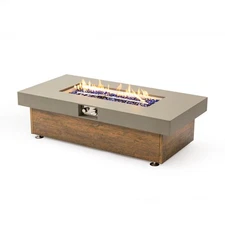 Outdoor 48-inch Gas Fire Pit Table with Sleek Wood Grain Look - Easy Setup,