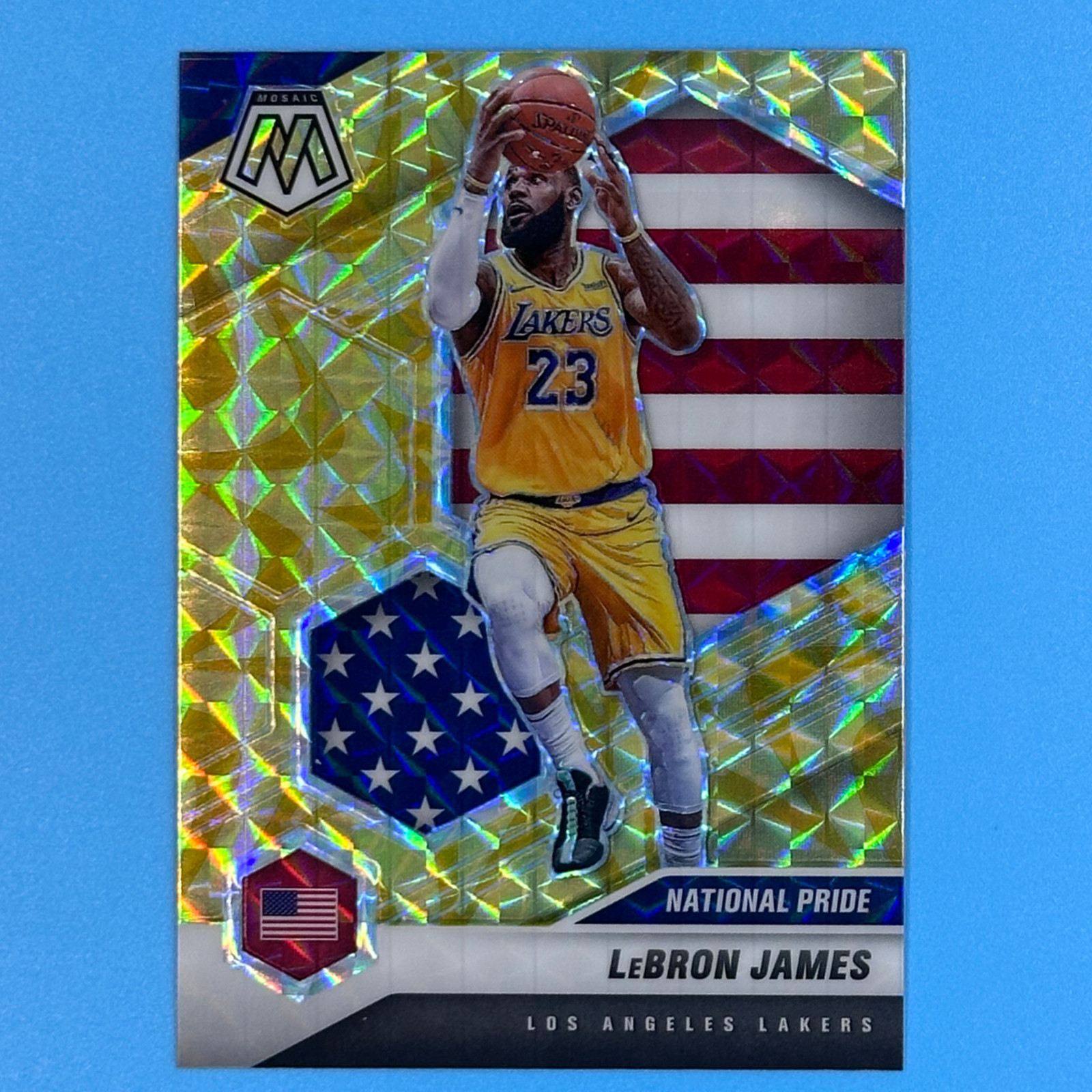 2020-21 Panini Mosaic LeBron James National Pride Reactive Yellow Prizm #247