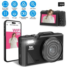 5K digital camera designed for photography and vlogging, featuring anti-shake, W