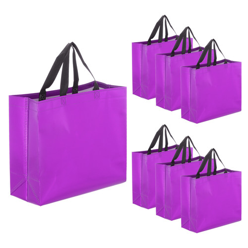 15 Piezas Bolsas de Regalo Láser con Asas a Granel, Acabado Brillante Reutilizables Bolsas de Regalo Púrpura