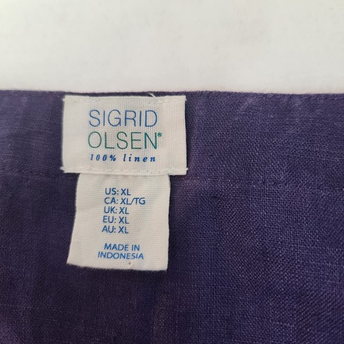 Sigrid Olsen 100% Linen Purple Pink Colorblock Coastal Beach Preppy Dress SZ XL - Bild 11 von 15