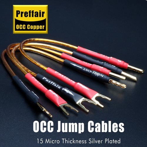 Preffair OCC Copper Speaker Cables 24K Gold Plate-Y Spade/Banana Plug Zero Noise - Picture 15 of 32