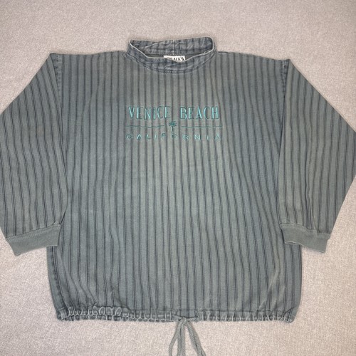 Vintage Venice Beach Hemd/Pullover Herren XL 90s Style Black Box Canvas gestreift