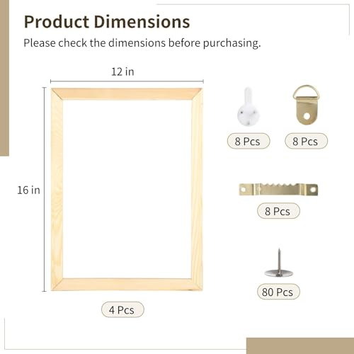 OMISTAR 4 Sets Canvas Stretcher Bars - 12×16" Wooden Canvas Frames Kit, DIY - Picture 5 of 6