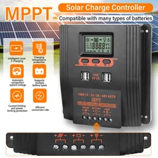 4000W 100A MPPT Solar Charge Controller 12V/24V/36V/48V Battery PV Regulator USB