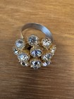 VTG Cocktail Ring Cluster Rhinestone  Domed Gold Tone Adjustable Statement — photo 6