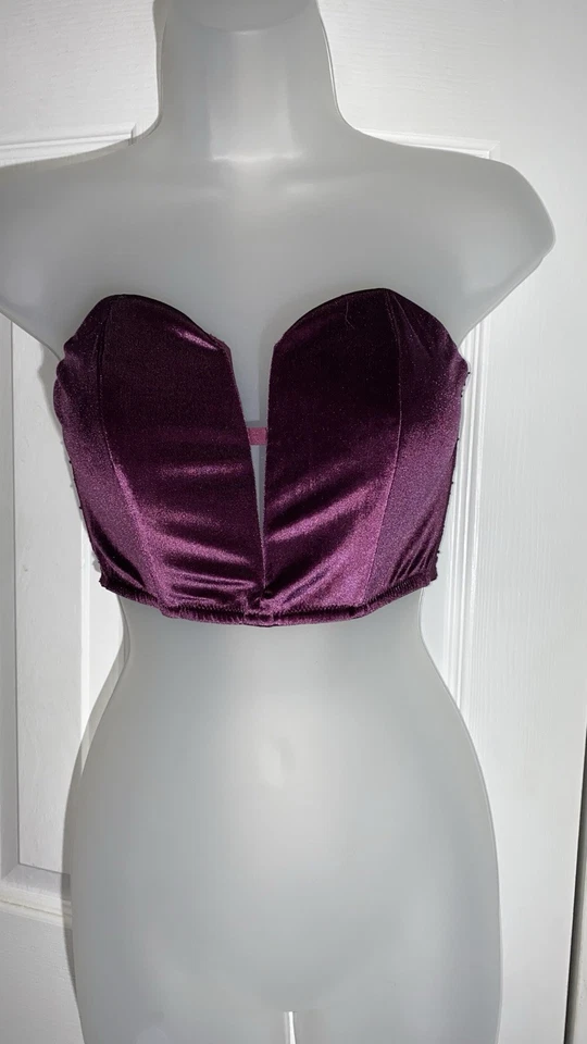 VICTORIA'S SECRET 2016 Dream Angels Plum Lace Velvet Corset Bra Bustier M  AA04 - Image 2 of 4