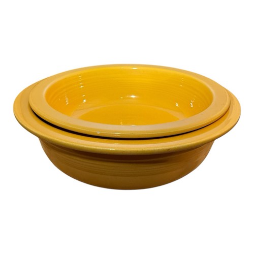Fiesta Mixing Bowls Set Original Yellow Vintage HLC USA 8” 7.25” Pottery 1936–51 - Picture 2 of 8