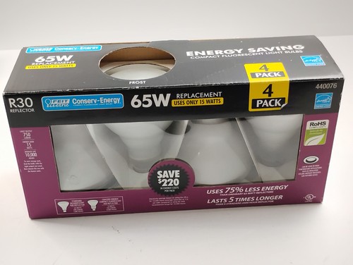 Feit R30 Reflector Conserv Energy 65W Replacement Light Bulbs 4-Pack #440076 New - Picture 3 of 5