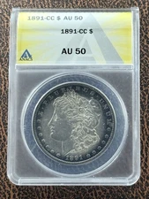 1891-CC Morgan Silver Dollar,  AU 50, Carson City, Free Shipping