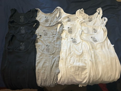 Menge 12 Neu Hanes Herren Komfort Weich Tank Top Shirts Schwarz Grau Weiß Medium