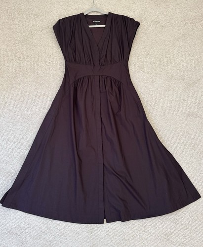Country Road Poplin Pockets Short Sleeve Midi Dress Size 10 Chocolate Brown - Picture 8 of 13