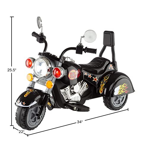 Kids Motorcycle - 3-Wheel Ride on Toy with Reverse, Sounds, and Black - Picture 3 of 7