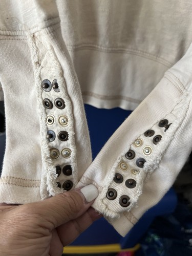 FREE PEOPLE UNIQUE STUDS SLEEVE SOFT IVORY COTTON L/S SHIRT TOP - Picture 11 of 11