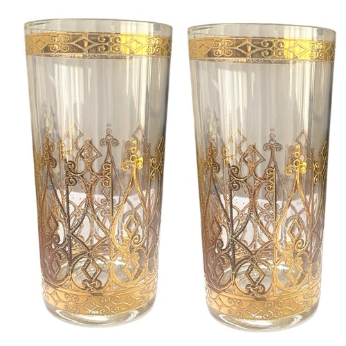 Vintage CULVER Mid Century ESPANA 22K Gold 5 3/4” Highball Glasses~Set Of 2 HTF - Picture 6 of 12