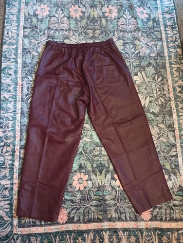 Terry Lewis Luxus Damen Lederhose Übergröße 20 Burgund High Rise Moto - Bild 5 von 12