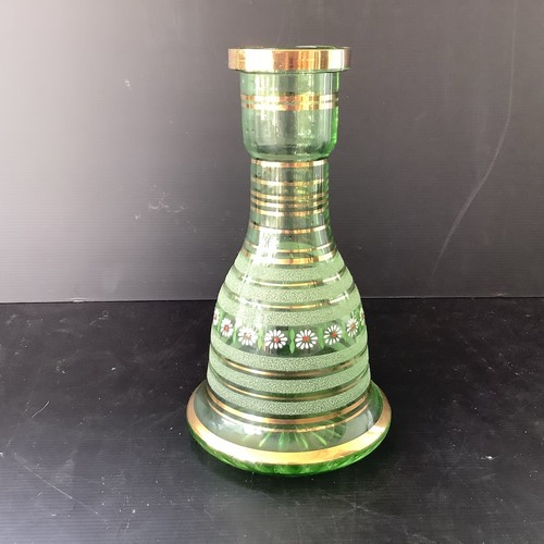 Karaffe grün Vintage Blumendekor vergoldet - Bild 2 von 8