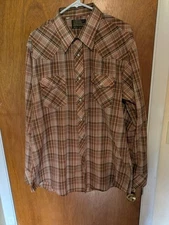 Vintage J. C. Penney THE WESTERN SHOP Men's Shirt Size 17.5-37 Pearlsnap Plaid 