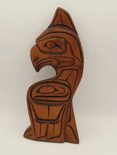 Alert Bay BC Native American Thunderbird Small Wood Carving Signed Cecil Wadhams