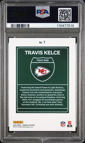 2024 Panini Donruss Travis Kelce #7 Downtown! PSA 8 KC Chiefs - Picture 2 of 3