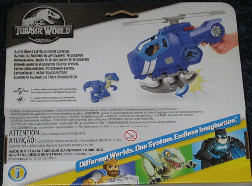 Imaginext Jurassic World Raptor Recon Helicopter Dinosaur Blue New Free Ship ! - Picture 2 of 6