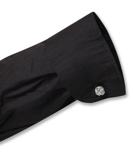 Biagio Mens 100% COTTON Solid BLACK Color Dress Shirt sz 16.5 36/37 - Picture 3 of 4