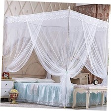 4 Corners Princess Bed Curtain Canopy Canopies for Girls Boys Adults White Full