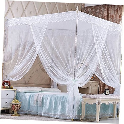 4 Corners Princess Bed Curtain Canopy Canopies for Girls Boys Adults White Full - Picture 1 of 6