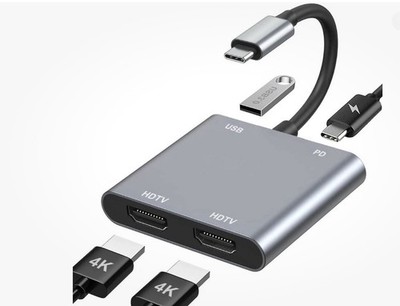 4-in-1 USB-C auf Dual HDMI Adapter - 4K Dual Monitor HDMI Splitter mit USB 3.0