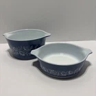 2 Vintage Pyrex Blue Colonial Mist Casserole Dishes-No Lids, 473-B And 477-B