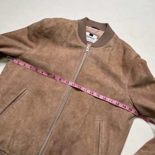 Topman Suede Jacket Beige Mens Size Medium Full Zip Good Condition Real Leather - Picture 3 of 8