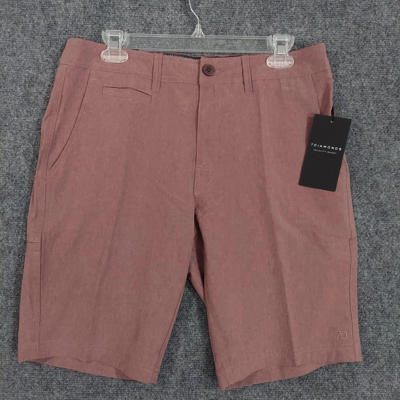 7Diamonds Velocity Short Mens 31 Dusty Rose Performance Stretch Quick Dry Summer