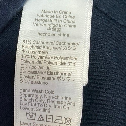 NEW J.Crew Women's Blue Featherweight Cashmere Long Sleeve Crop Polo Shirt Top L - Picture 4 of 4