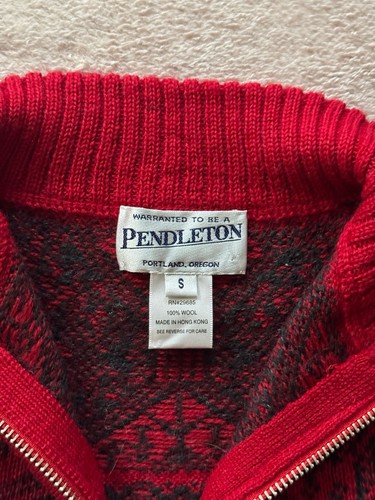 Pendleton Wool Full Zip Sweater Youth Fair Isle Red Cardigan Sz Small - Picture 4 of 8