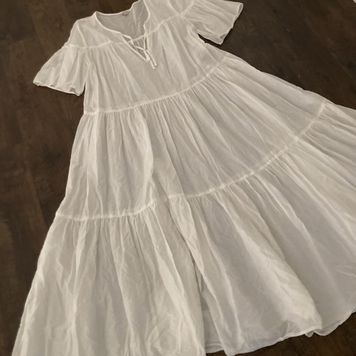 J. CREW Tiered Cotton Voile Beach Maxi Dress White Sz M - Picture 5 of 8