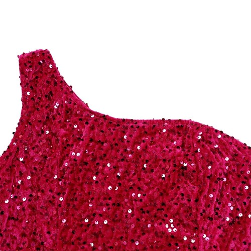 Mujeres Elegantes Vestidos de Pluma de Noche, Un Hombro Formal Azul Lentejuelas Vestidos - Imagen 72 de 72