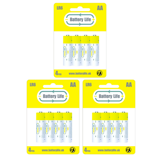 AA Batteries (12 pack) Alkaline LR6 1.5v Long Lasting Battery Life UK Brand