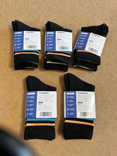 5 Pair Bombas Bee Better Socks Black Youth Size XS Crew Antibacterial Reinforced - Picture 2 of 3