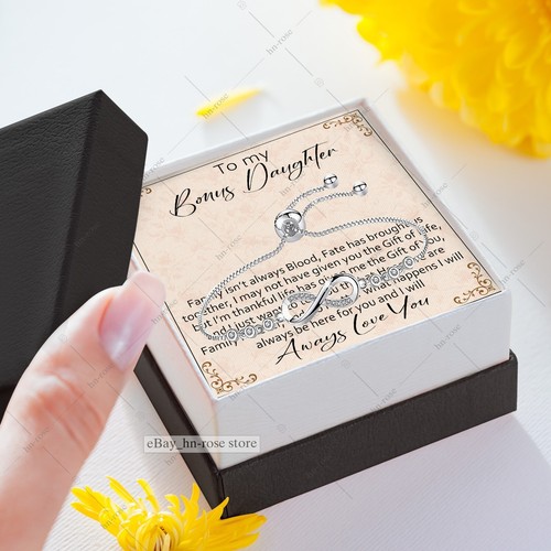 Infinity Bracelet for Bonus Daughter with Message Card, Birthday Heartfelt Gift - Picture 4 of 13