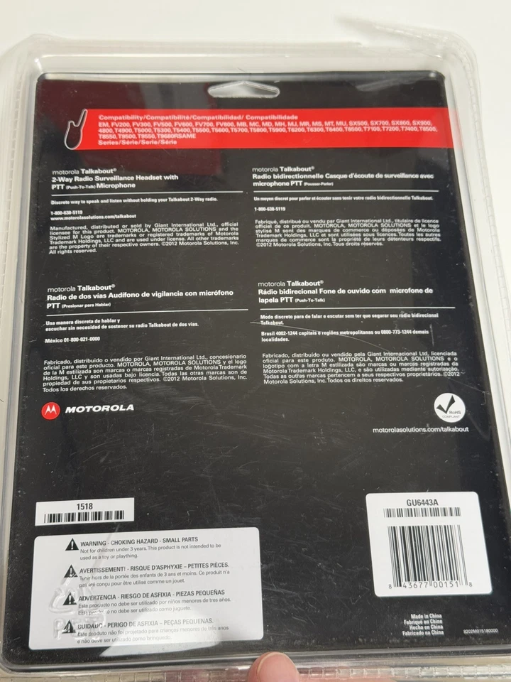 Motorola Talkabout 2 Way Radio Surveillance Headset with PTT Microphone Black - Image 2 of 2