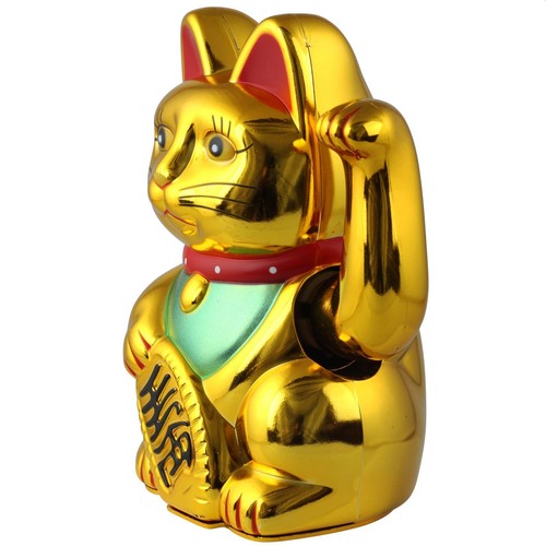 Gatto della fortuna Maneki neko 15 cm oro - Picture 2 of 10